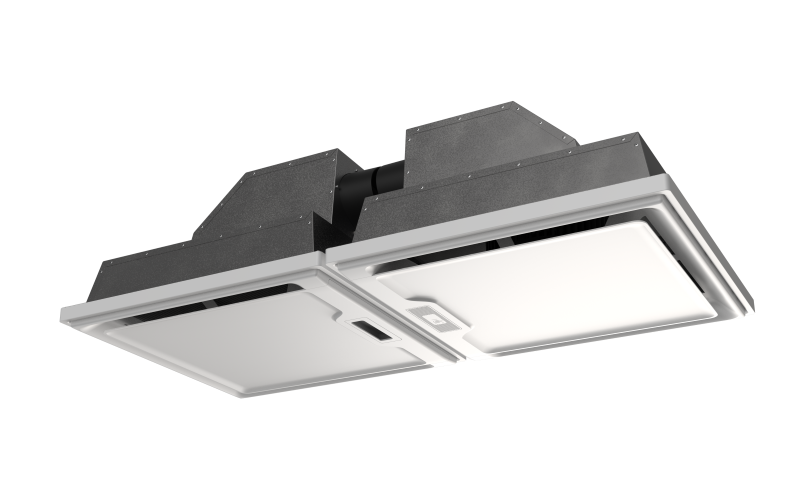 smartIAQ GridSet is the simple lay-in, ceiling air cleaner with closed-loop control for IAQP in single zones.